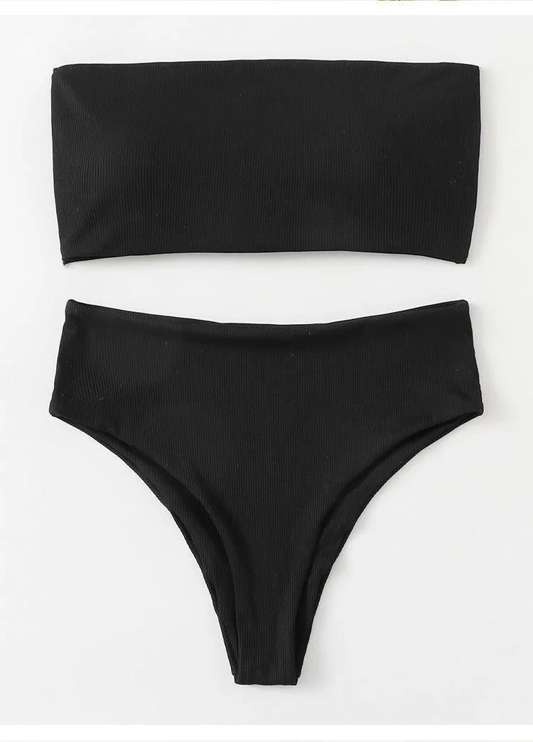 Damen Bandeau-Bikini mit verstellbarem Höschen und raffiniertem Design Drune