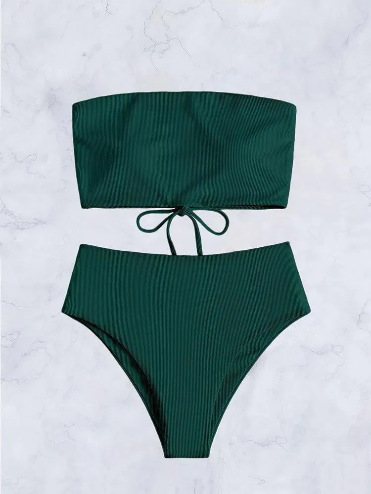 Damen Bandeau-Bikini mit verstellbarem Höschen und raffiniertem Design Drune