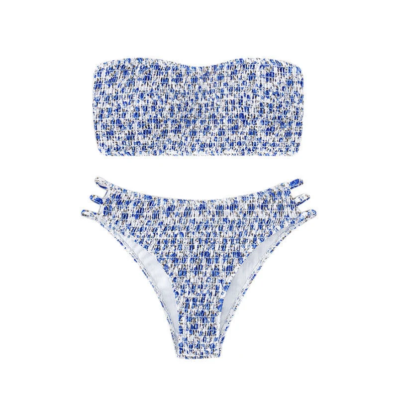 Damen Bandeau-Bikini mit raffinierten Rüschendetails und verstellbaren Trägern Drune