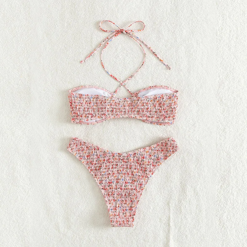 Damen Bandeau-Bikini mit geflochtenem Design und verstellbaren Trägern Drune