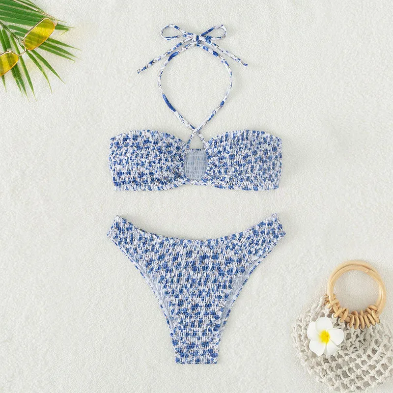 Damen Bandeau-Bikini mit geflochtenem Design und verstellbaren Trägern Drune