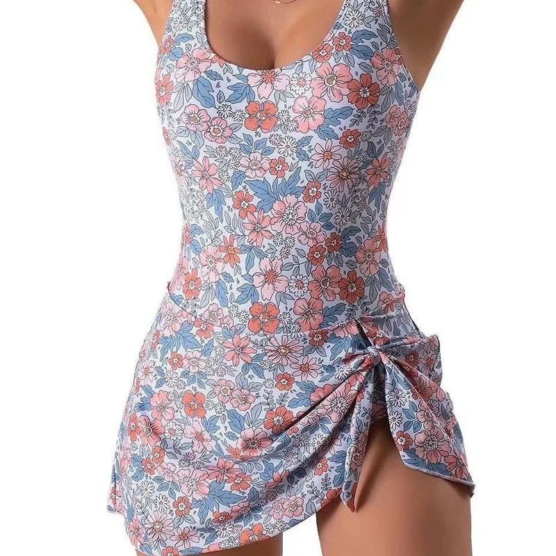 Damen Badespielanzug mit Wickelrock und verstellbarem Knoten Drune