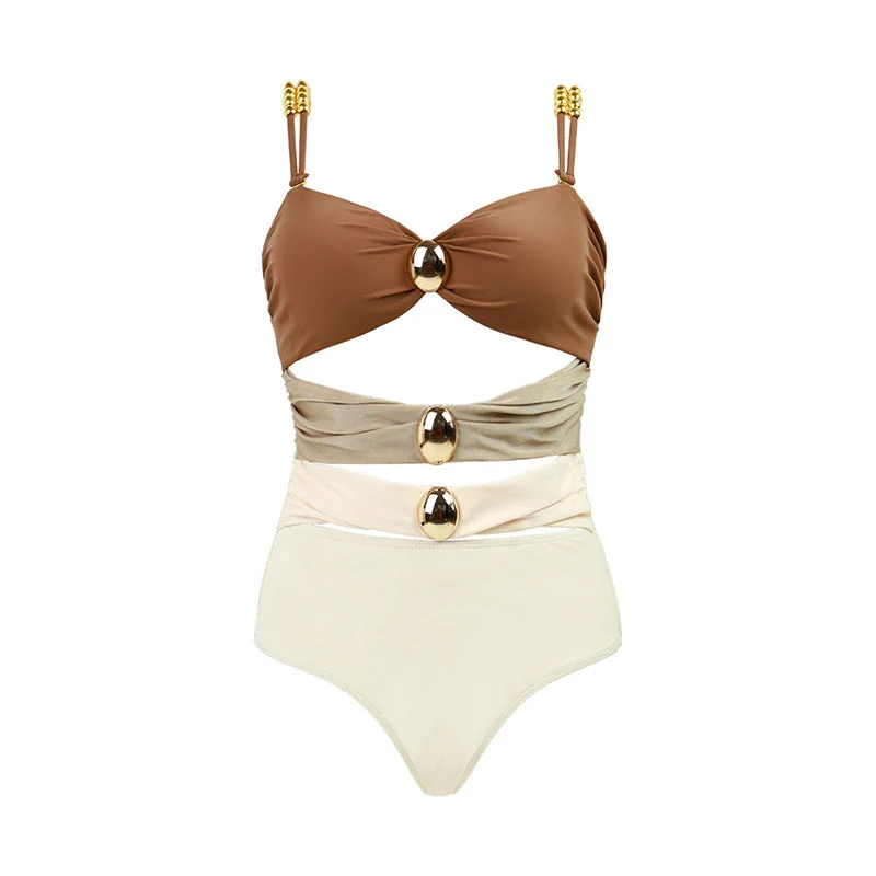 Damen Badespielanzug mit elegantem Wickeldesign und dekorativen Akzenten Drune