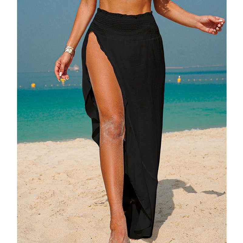 Damen Maxi-Strandrock mit seitlichem Schlitz und elastischem Bund Drune