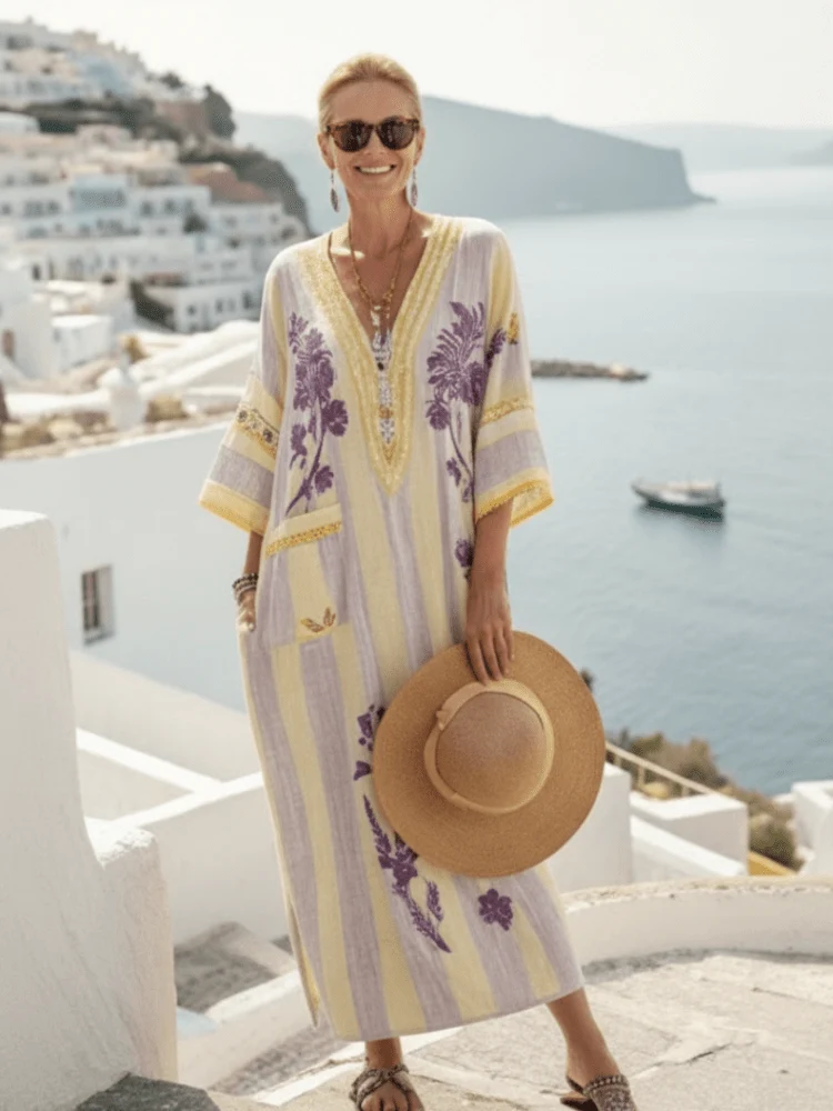 Aurelia™ - Florales Maxikleid mit Halbarm