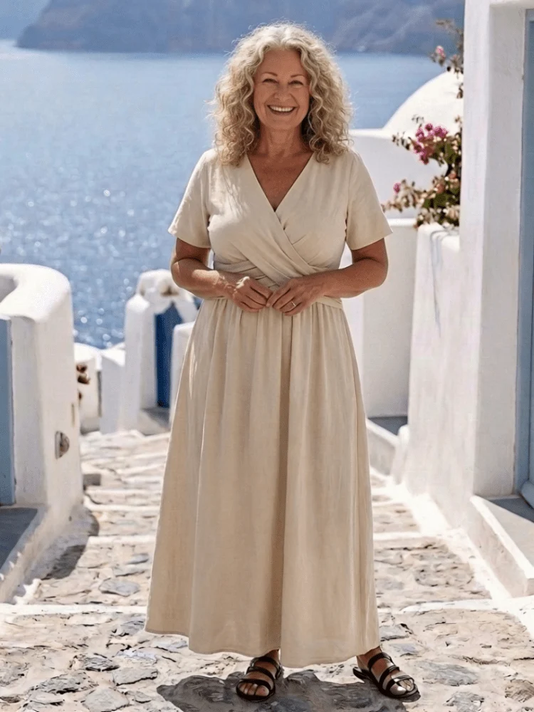Alvara™ - Wickel-Midikleid mit V-Ausschnitt
