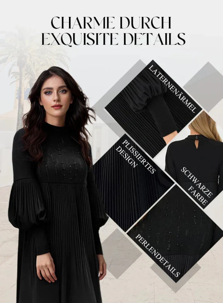 Marlene | Plus-Size Kleid mit Stehkragen und Laternenärmeln