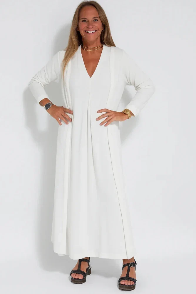 Carmela | Elegantes langes Kleid mit Strickjacke