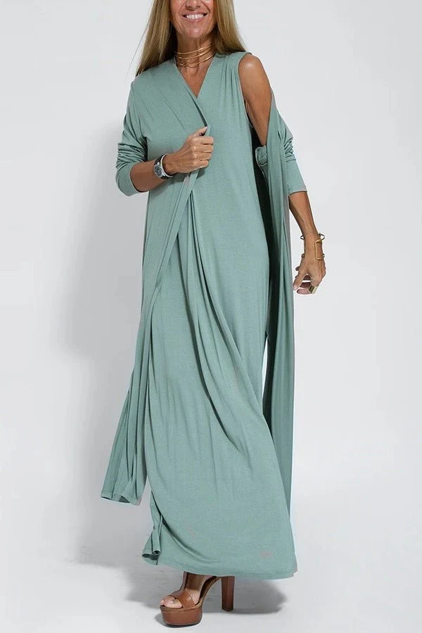 Carmela | Elegantes langes Kleid mit Strickjacke