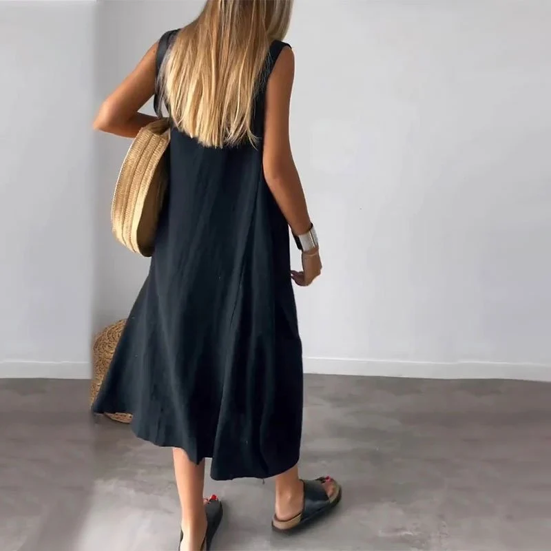 Noemi | Lässiges ärmelloses Kleid mit Taschen