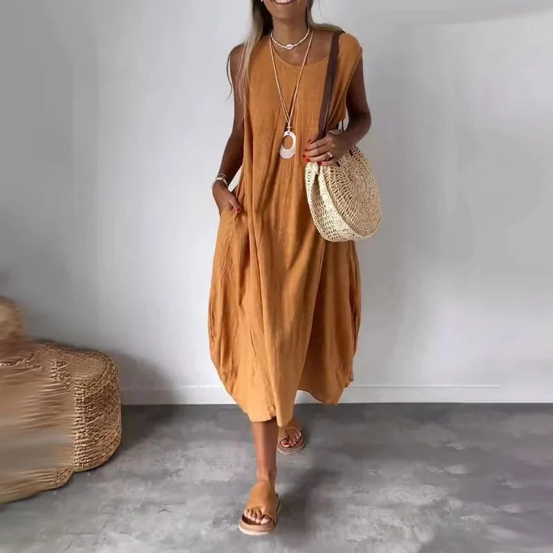 Noemi | Lässiges ärmelloses Kleid mit Taschen