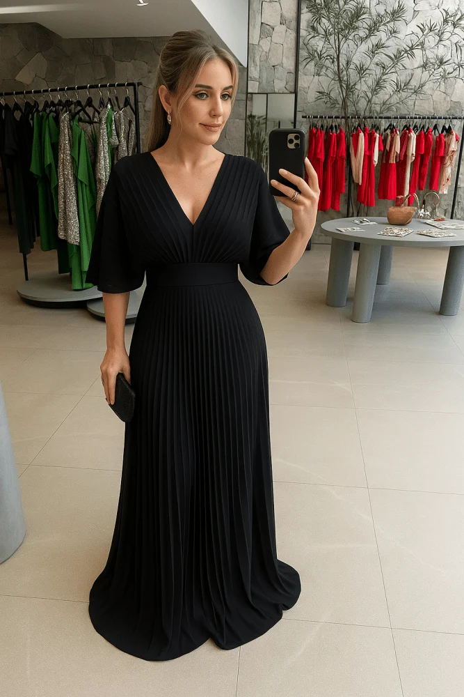 Paya | Elegantes Midikleid mit V‑Ausschnitt