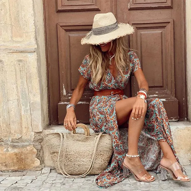 Liora | Maxi Ibiza Kleid im Hippie-Stil + GRATIS Gürtel