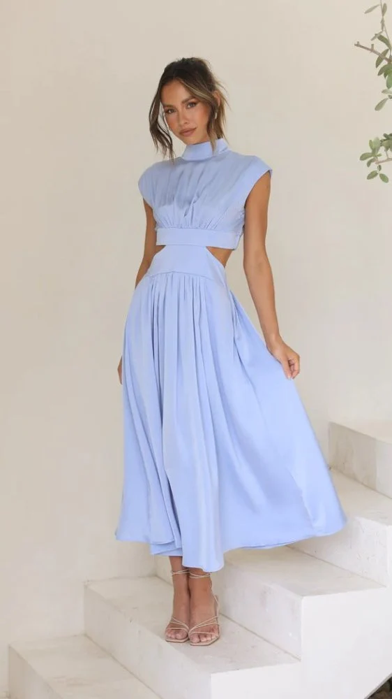 Quincy | Midi-Kleid mit Cut-Out und Taschen