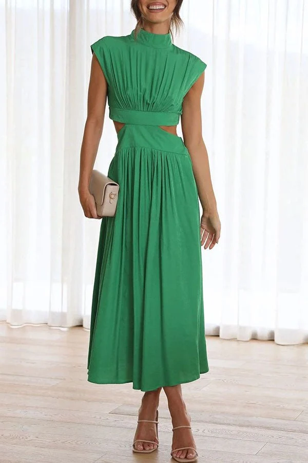 Quincy | Midi-Kleid mit Cut-Out und Taschen