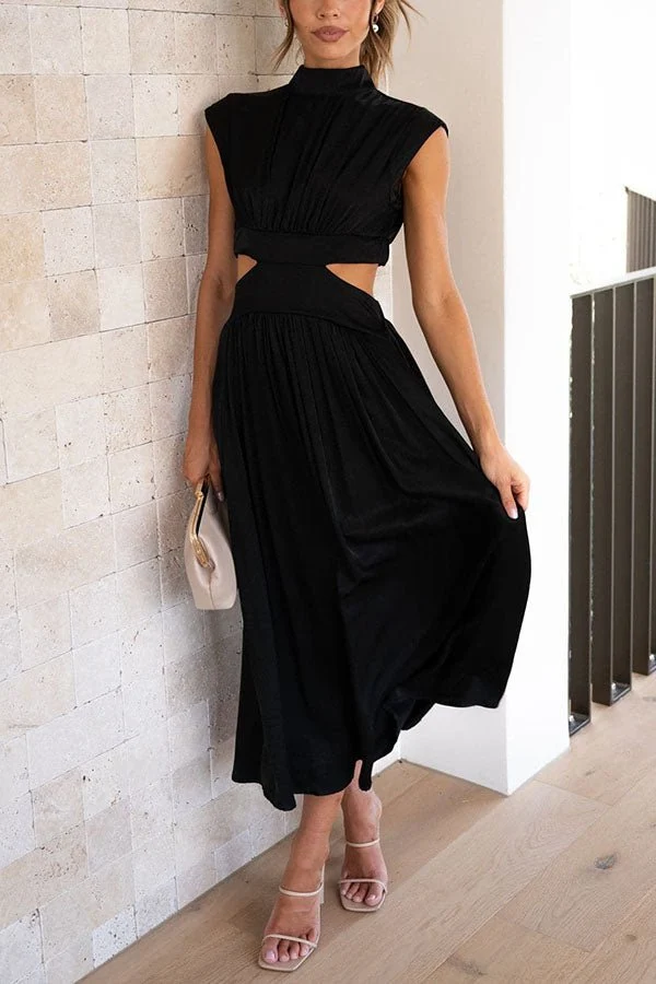 Quincy | Midi-Kleid mit Cut-Out und Taschen