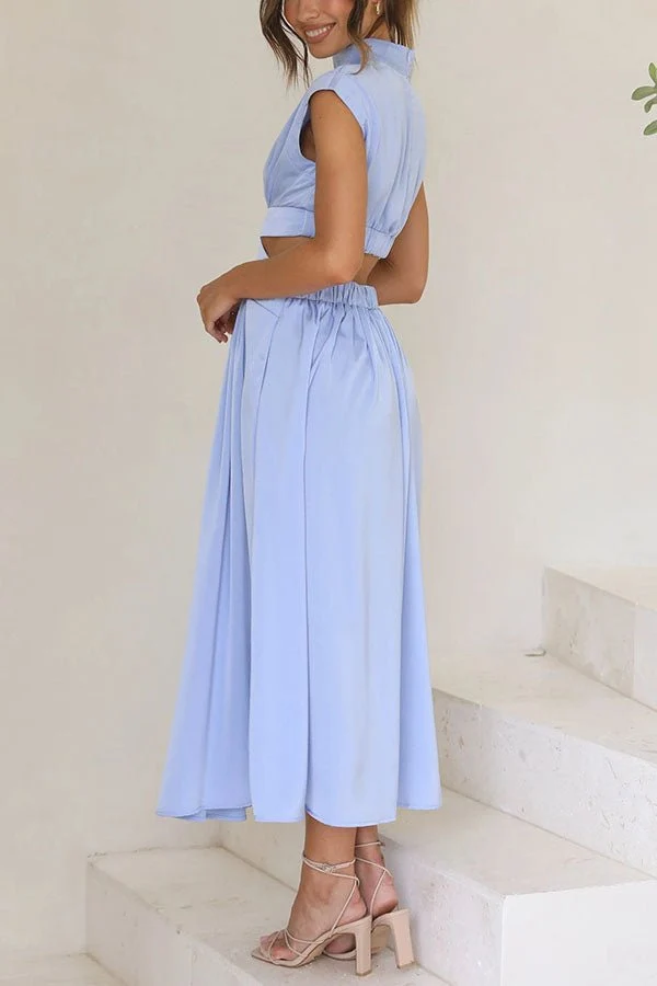 Quincy | Midi-Kleid mit Cut-Out und Taschen