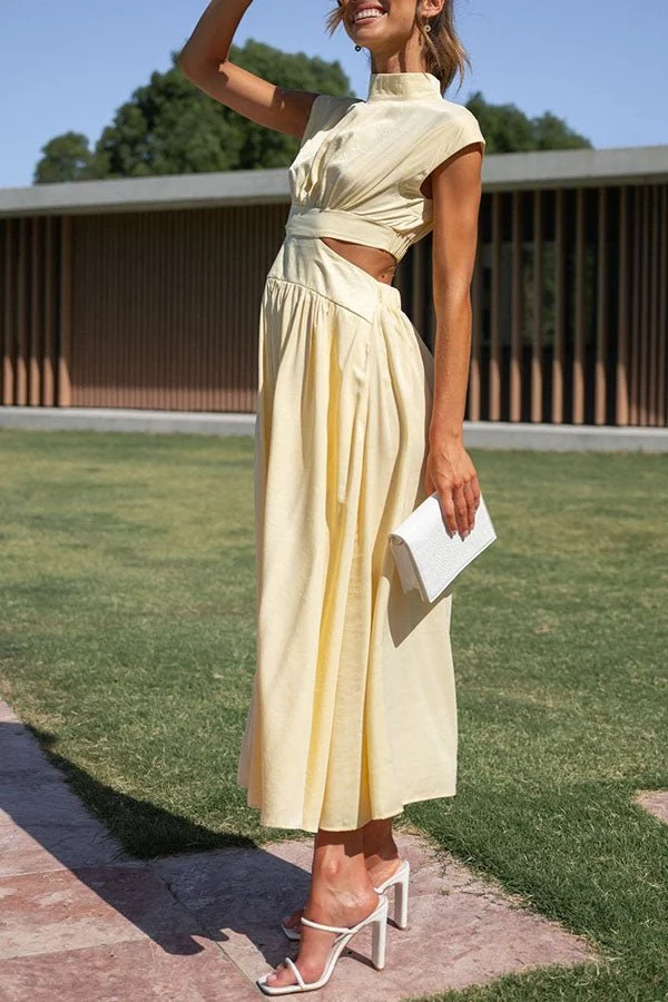 Quincy | Midi-Kleid mit Cut-Out und Taschen
