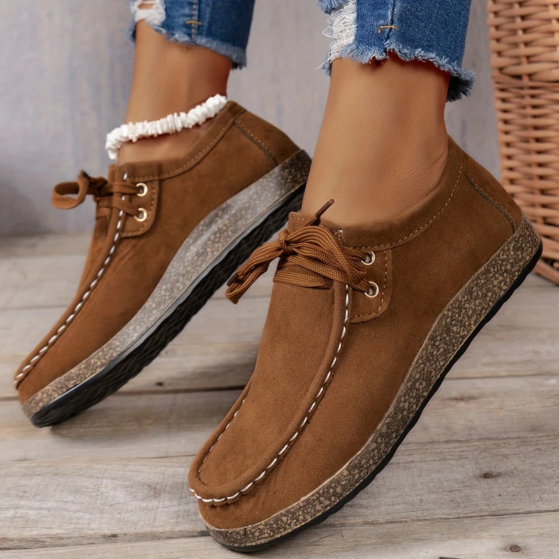 Damen Vintage Schnür Schuhe