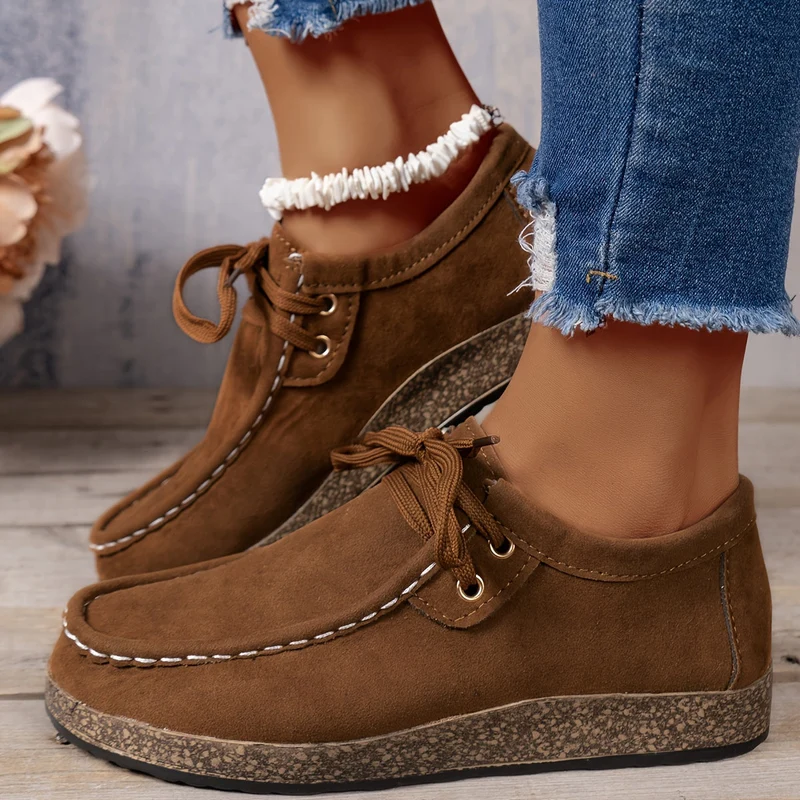 Damen Vintage Schnür Schuhe