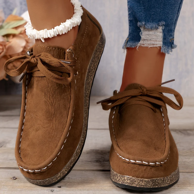 Damen Vintage Schnür Schuhe