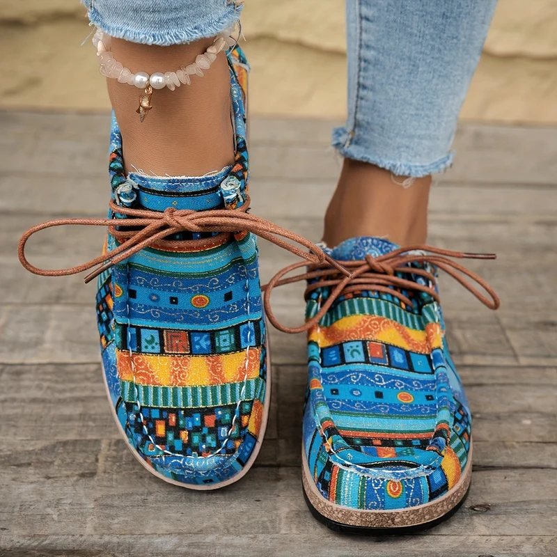 Damen Vintage Boho SchnürSchuhe