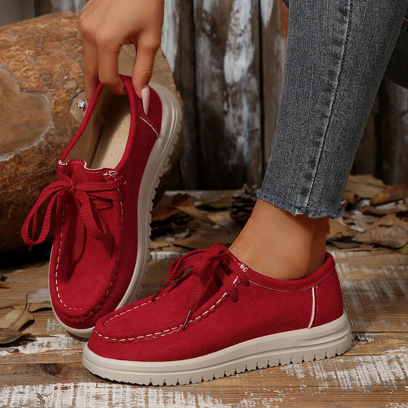 Damen Vintage Schnür-Mokassinschuhe
