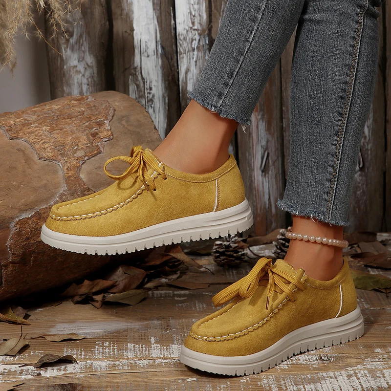 Damen Vintage Schnür-Mokassinschuhe