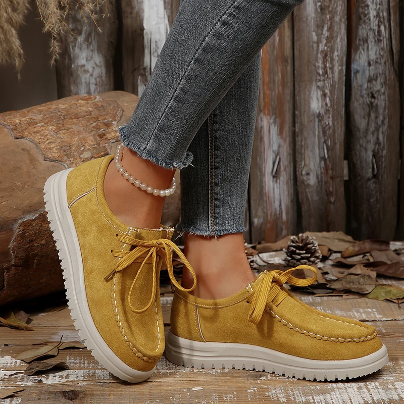 Damen Vintage Schnür-Mokassinschuhe