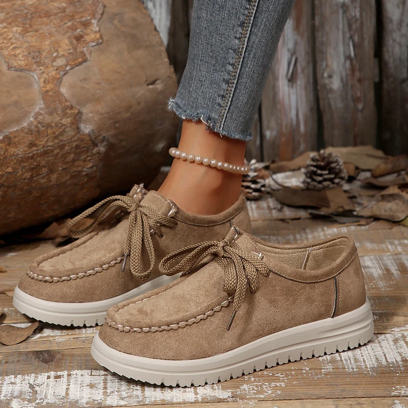 Damen Vintage Schnür-Mokassinschuhe