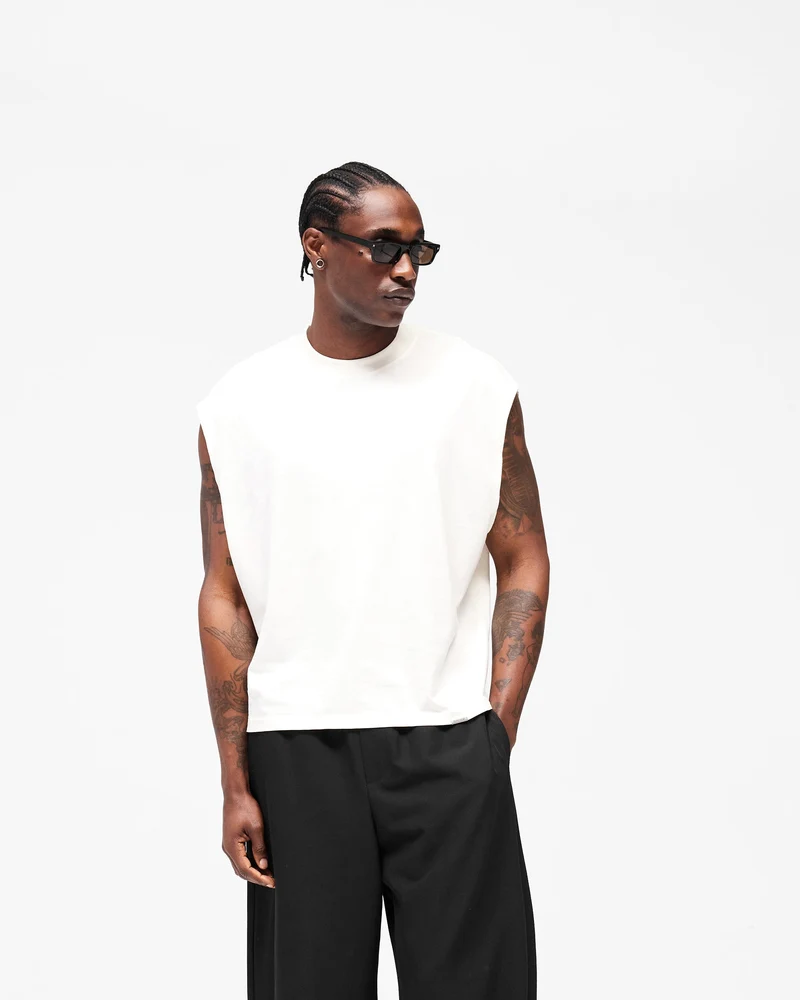 Initial Boxy Tank - Flat White