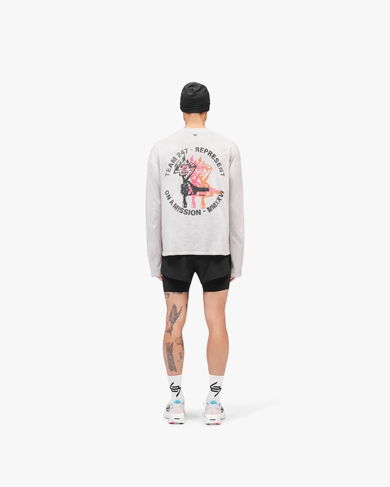 247 Torch Boxy Long Sleeve T-Shirt - Bleach Wash