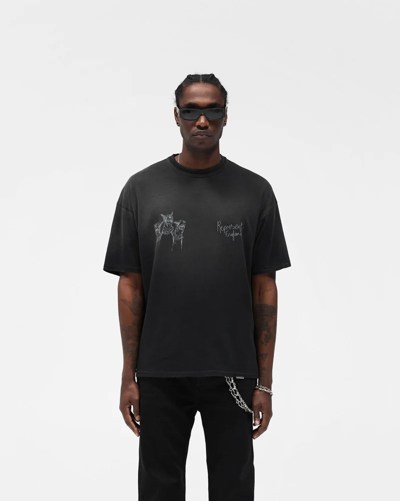 Hand Drawn Thoroughbred T-Shirt - Aged Black