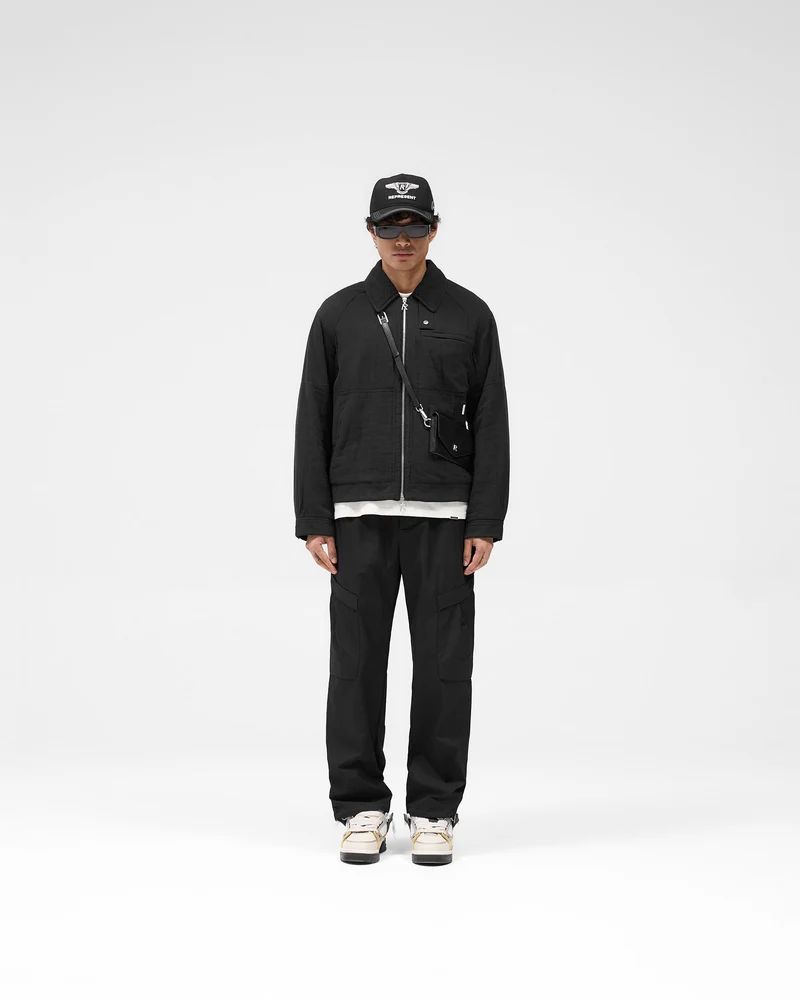 Crinkle Trucker Jacket - Black