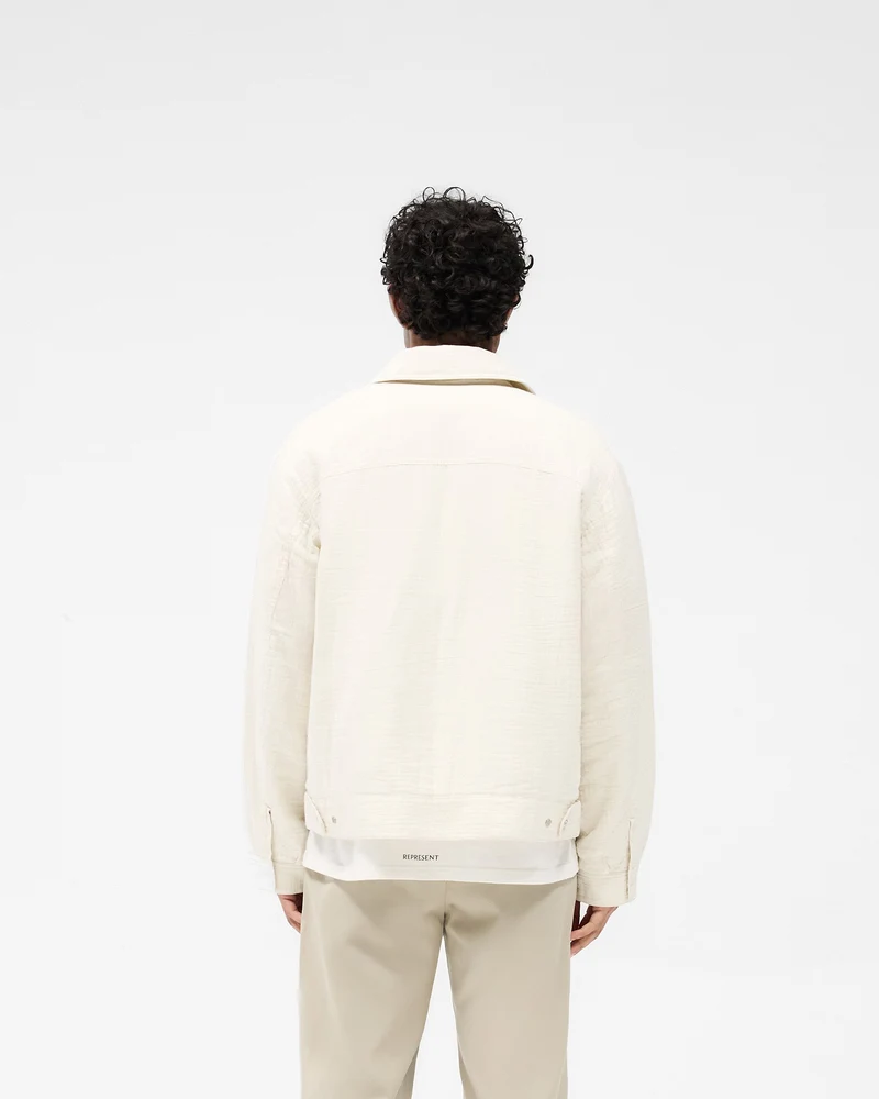 Crinkle Trucker Jacket - Ecru