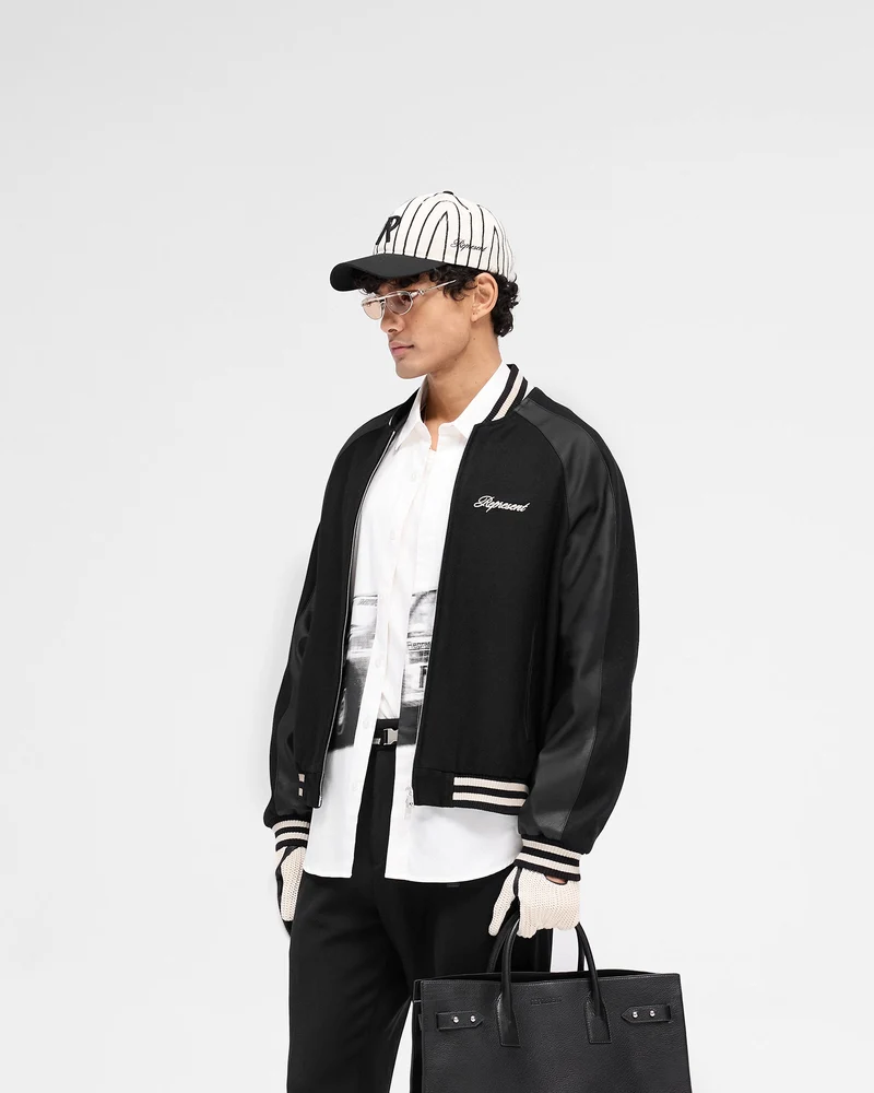 Raglan Varsity Jacket - Black