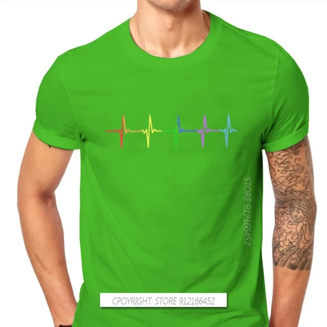 Rainbow Pulse Hearbeat Style TShirt LGBT Pride Month Lesbian Gay Bisexual Transgender Gift Clothes Basic T-Shirt Stuff