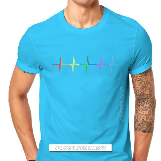 Rainbow Pulse Hearbeat Style TShirt LGBT Pride Month Lesbian Gay Bisexual Transgender Gift Clothes Basic T-Shirt Stuff