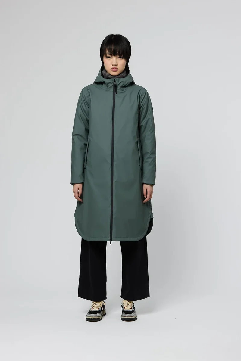 Tanta Ice Long Raincoat - Balsam Green