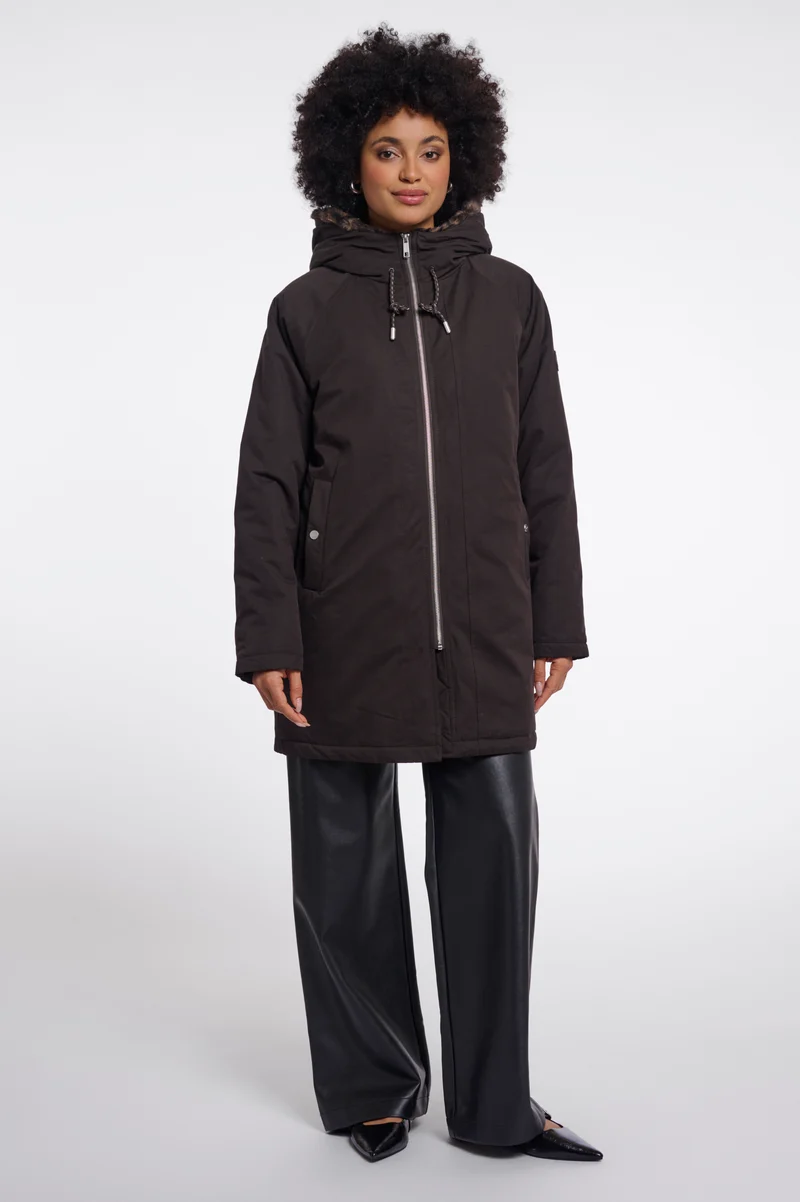 Rino & Pelle Lindy Hooded Parka - Peated & Brown Leopard