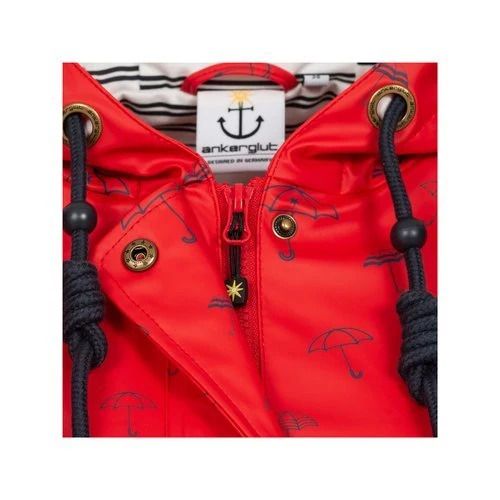 ANKERGLUT Regenmantel Friesennerz Rot Regenschirmen Motiv #ankerglutbucht #moincaptain