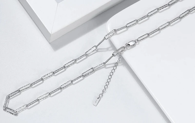 14K vergoldete echte 925er Sterlingsilber-Büroklammer-Halskette,