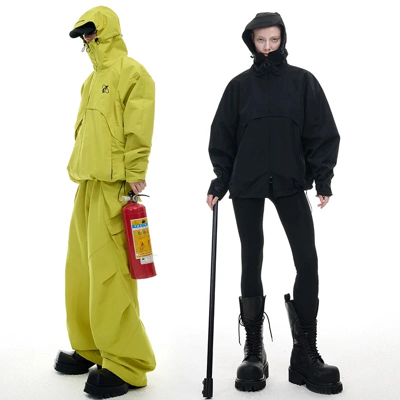 Y2K Techwear Festival Regenanzug – Oversize Windbreaker Set Unisex