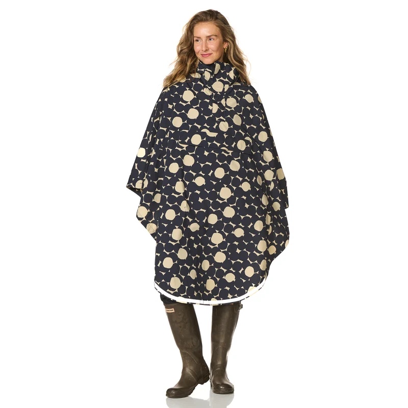 Happy Rainy Days Bikecape Reflectie AOP Beige/ Blue Graphite