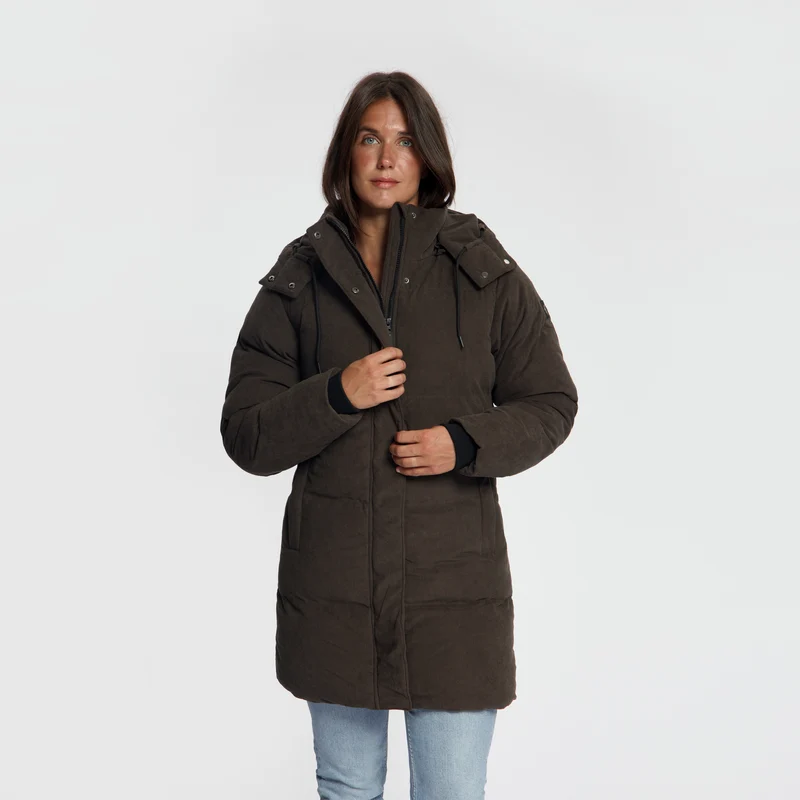 Ulvik Damen – Daunen-Winterjacke – Cord – Dunkelbraun