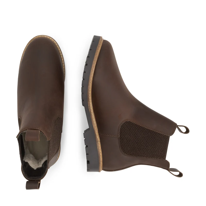 Thisted Damen – Chelsea-Stiefel – mit Wolle gefüttert – Dunkelbraun