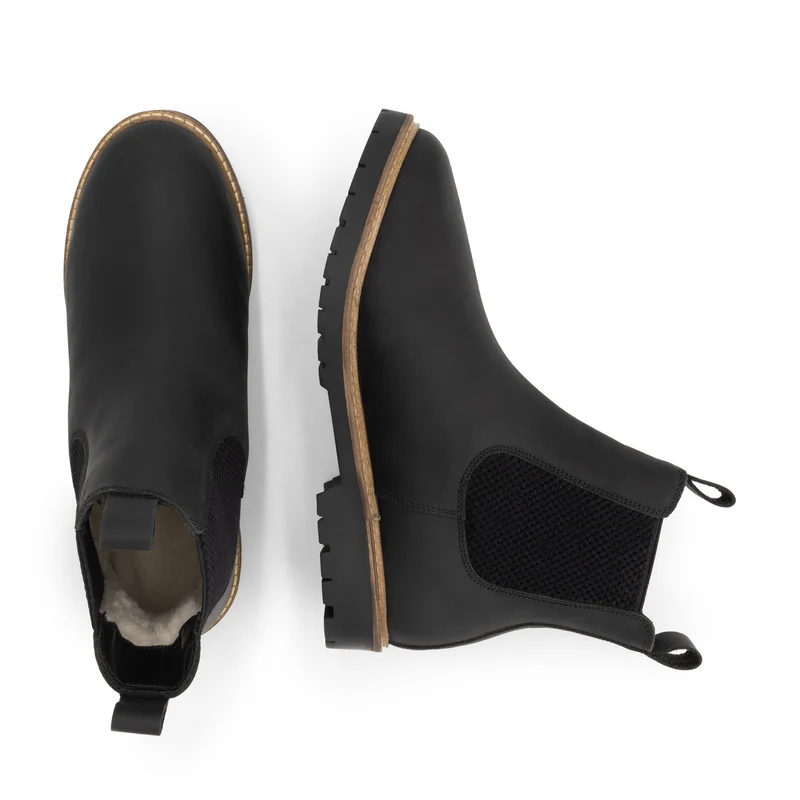 Thisted Damen – Chelsea-Stiefel – Mit Wolle gefüttert – Schwarz