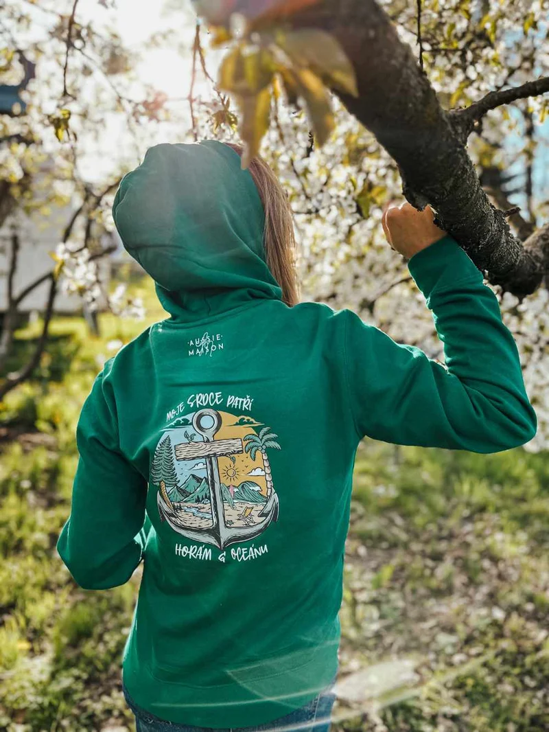 Oversize zelená mikina - Hory a Oceán