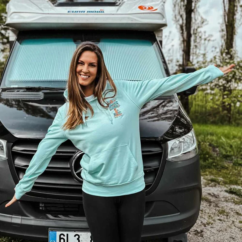 Oversize mikina - VanLife - Tyrkysová