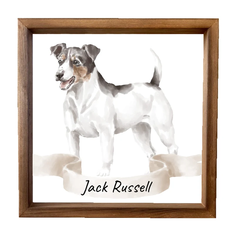 Dřevěný obraz 33x33cm - Jack Russell